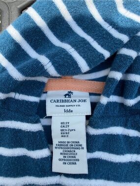 Caribbean Joe Kids Navy Blue & White Striped Hooded Top